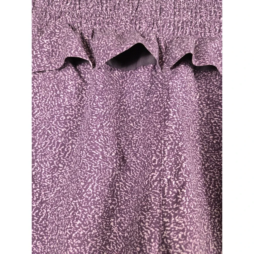 Athleta Printed Mesh Racer Run Short 4 Purple Smocked Waist Liner Womens S